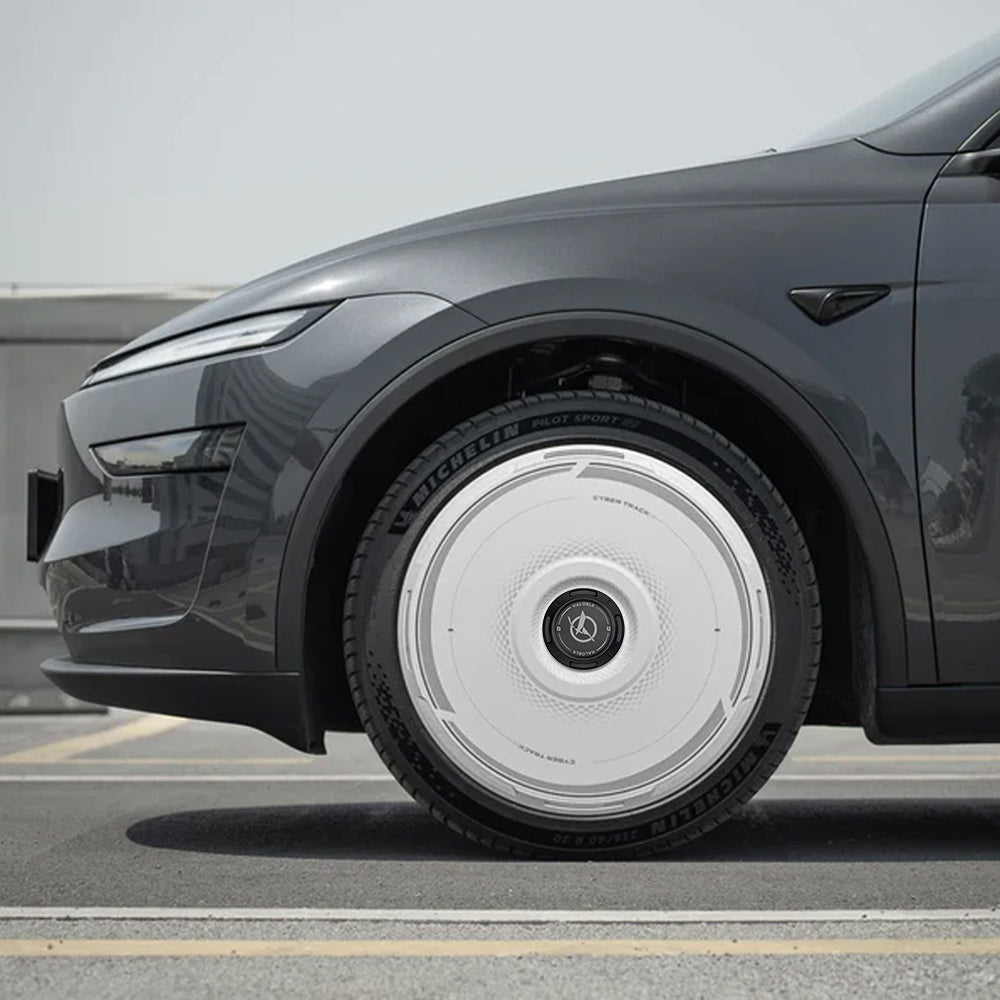HALODISC 2 Cyber Track (White) | Set of 4 Wheel Covers for Tesla Model Y, Model Y L and Model 3 19" Crossflow Wheel