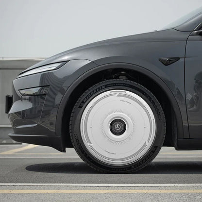 HALODISC 2 Cyber Track (White) | Set of 4 Wheel Covers for Tesla Model Y, Model Y L and Model 3 19" Crossflow Wheel