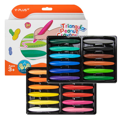 Y-Plus+ Triangular Peanut Crayons 12 Colors and 24 Colors