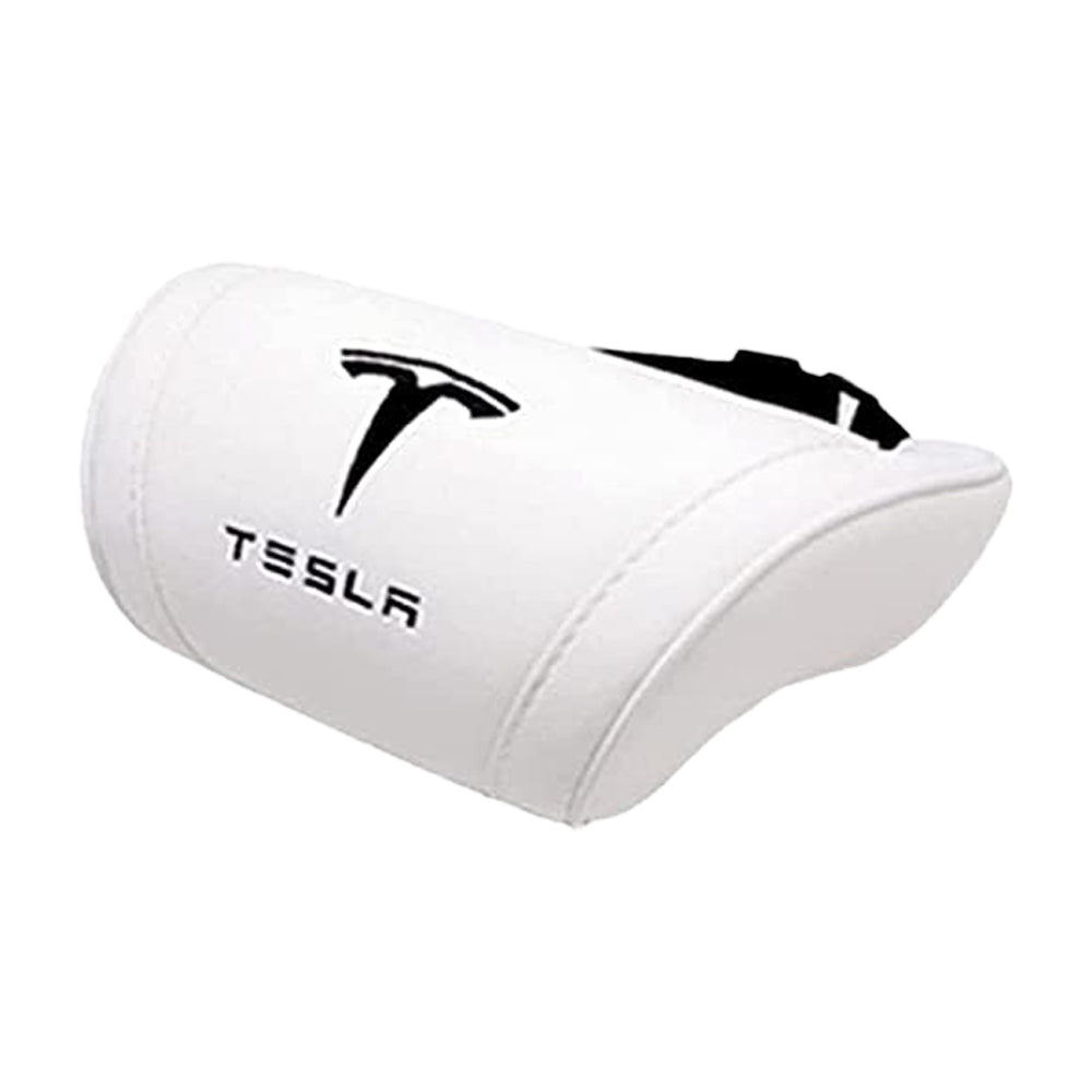 TESLA 2025 Model Y and Model 3 Ergonomic Leather Neck Support Headrest - White