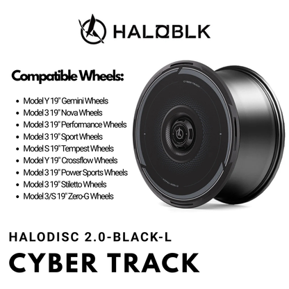 Haloblk HaloDisc 2 Wheel Covers for Tesla Model 3 &  Model Y Juniper 19" Crossflow Wheels - Cyber Track (Black)