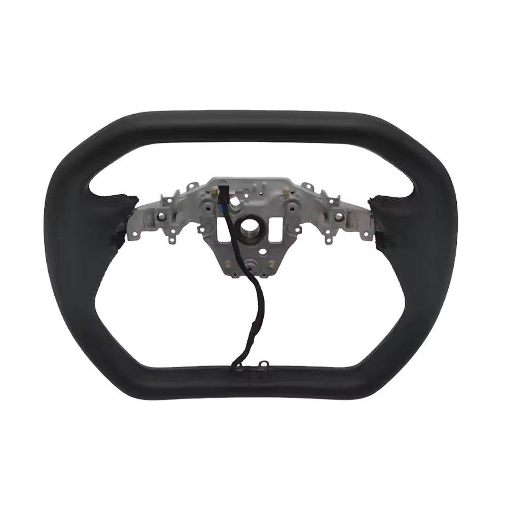 TESLA 2025 Model Y Juniper Nappa Leather Cyber Truck Style Squircle Steering Wheel - Black