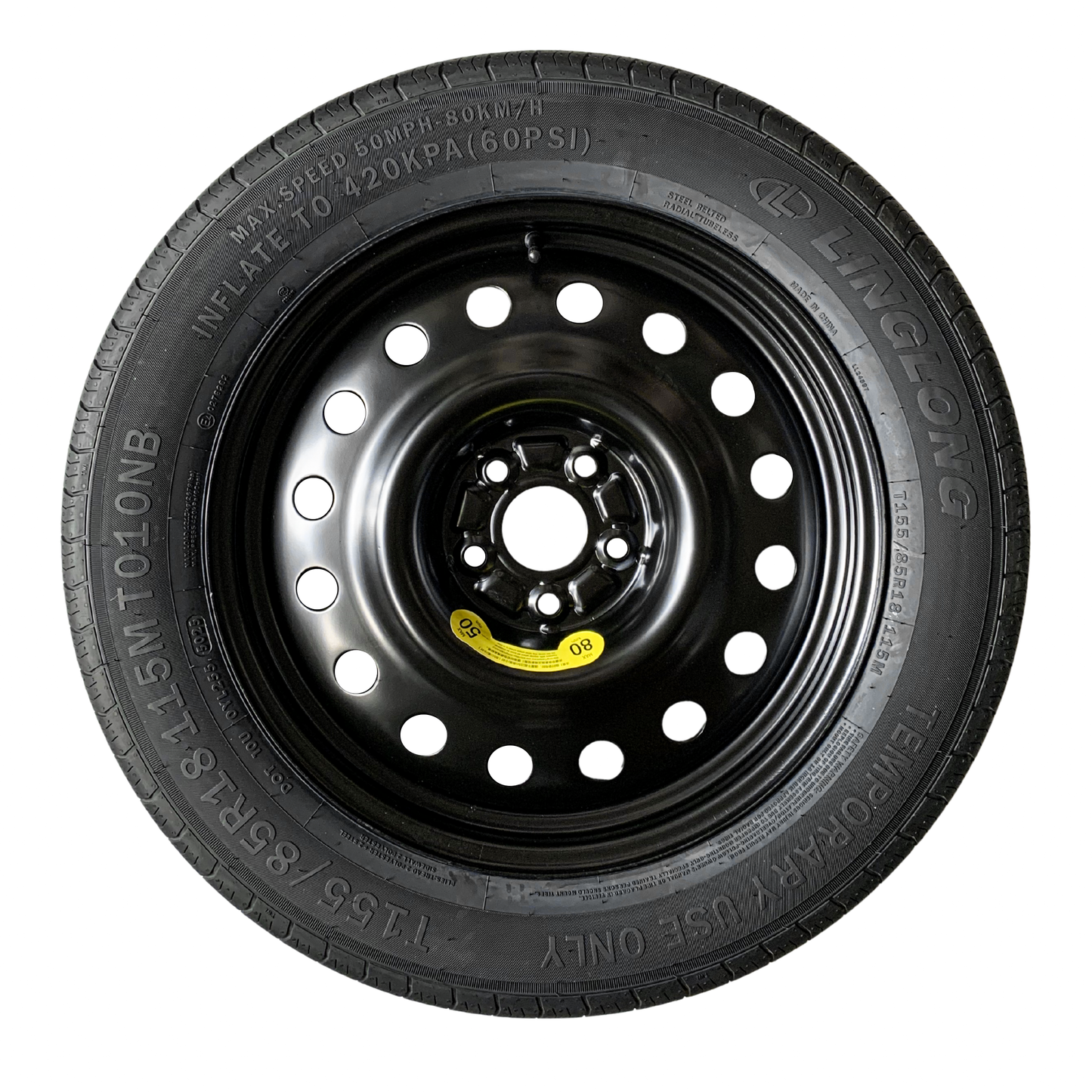 Donut Tire for Tesla Model 3 | Y | YL, 155/85R18 with Heavy Duty Carrying Bag