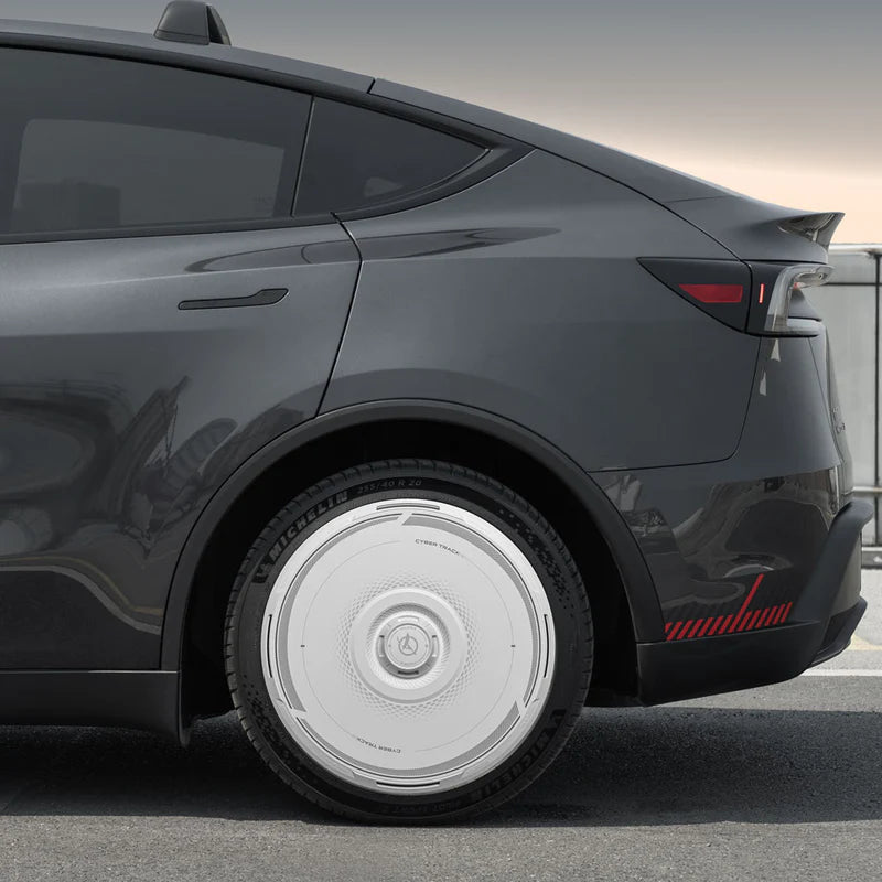 Haloblk HaloDisc 2 Wheel Covers for Tesla Model 3 &  Model Y Juniper 19" Crossflow Wheels - Cyber Track (White)