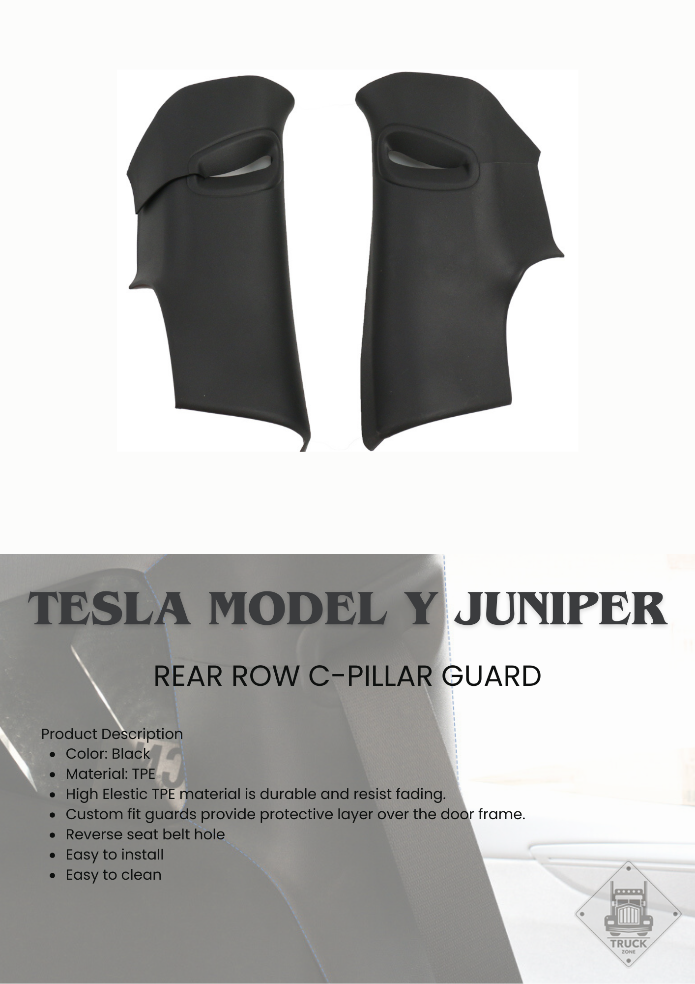 TESLA 2025 Model Y Juniper TPE Interior Upper and Under Guard Board / C-Pillar Guard /Front and Rear Threshold Strip/ Anti-Kick Mat and Scratch Plate / Under Seat Protector / Trunk Sill / Cargo Liners Mats - 9 SETS