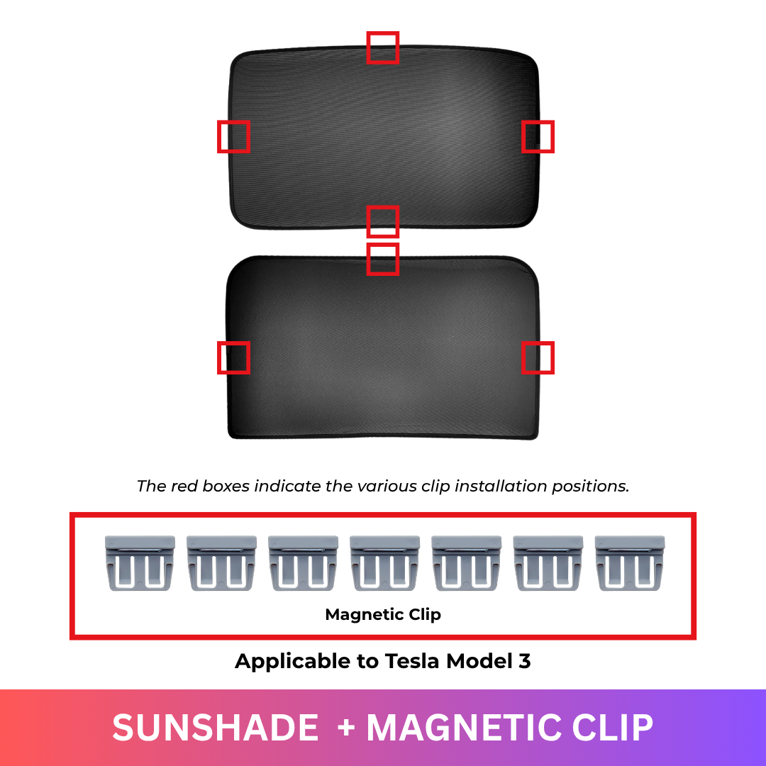 Tesla Model 3 Strong Magnetic Clips for Foldable Glass Roof Sunshade