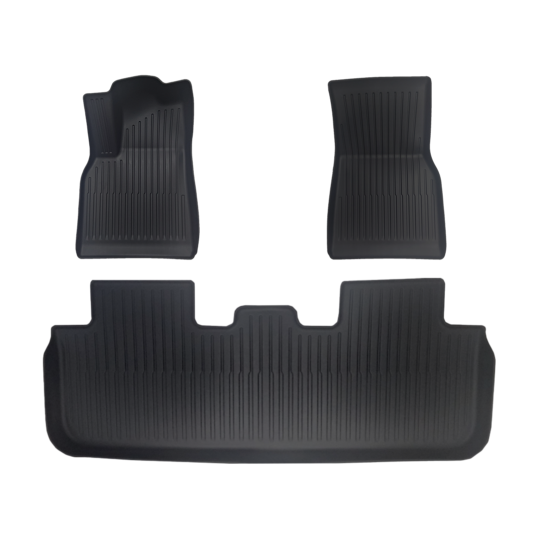 2025 TESLA Model Y Juniper Waterproof TPE Odorless Cargo Liners Floor Mats -  3 PCS (Driver, Passenger and Second Row)