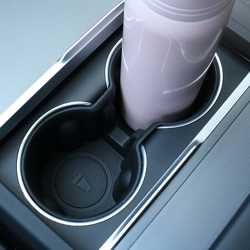 TESLA 2025 Model Y Juniper & Model 3 TPE Anti Slip Shockproof Cup Holder Stabilizer - Black