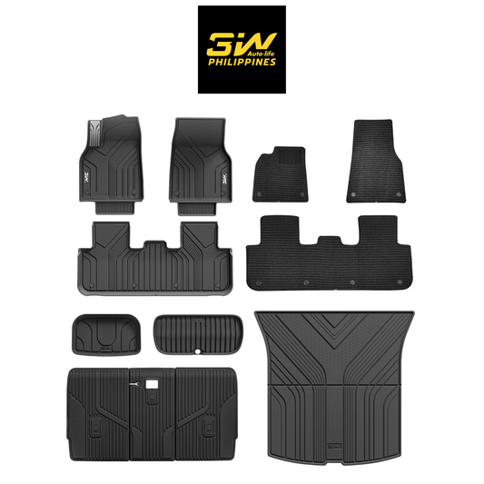 3W TESLA 2025-2026 MODEL Y Juniper All-Weather Double Layer Injected Molded TPE Odorless Cargo Liners Floormats - 1 SET (9 PCS)