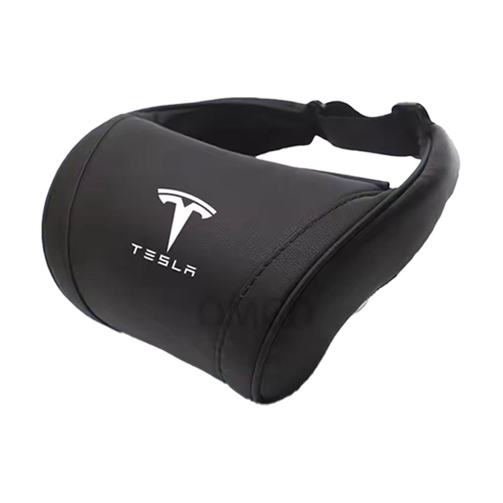 TESLA 2025 Model Y and Model 3 Ergonomic Leather Neck Support Headrest - Black