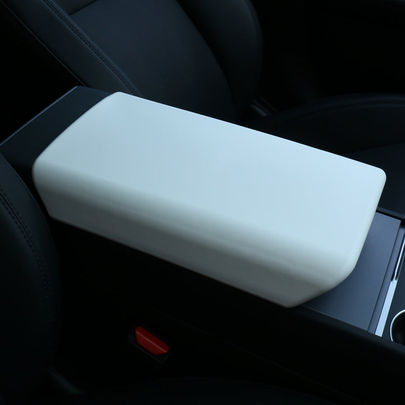 TESLA 2025 Model Y Juniper and Model 3 TPE Armrest Center Console Cover - White