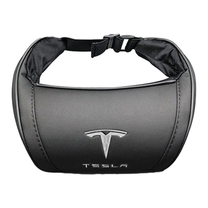 TESLA 2025 Model Y and Model 3 Ergonomic Leather Neck Support Headrest - Black