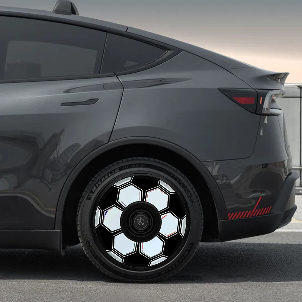 HALODISC 2 Replacement Wheel Covers for Tesla Model Y, Model Y L and Model 3丨19" Football- Black (1 Piece)