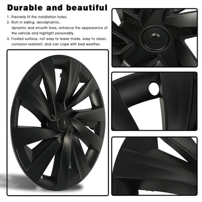 TESLA 2025/2026 Model Y Juniper ABS 19" Wheel Cover Spiral Style Hubcaps 1 Set (4pcs) - Black
