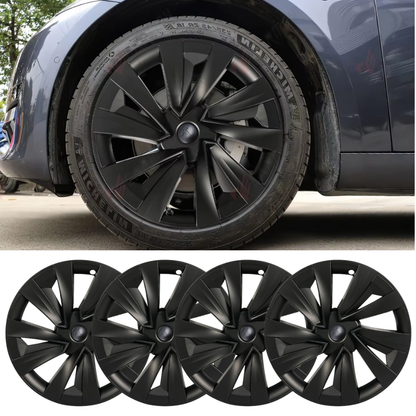 TESLA 2025/2026 Model Y Juniper ABS 19" Wheel Cover Spiral Style Hubcaps 1 Set (4pcs) - Black