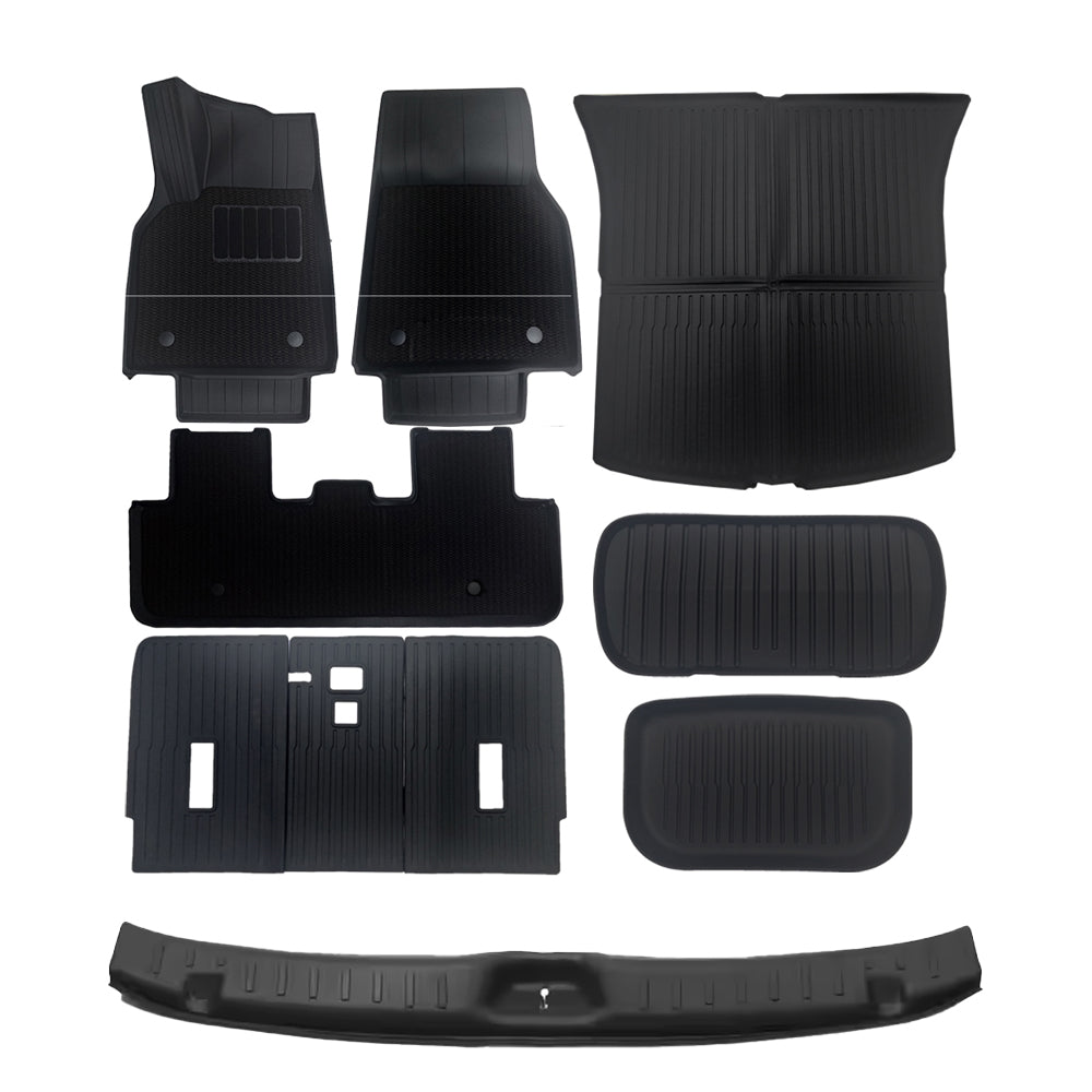 2025 TESLA Model Y Juniper Waterproof TPE Odorless Cargo Liners Floor Double Layer Mats - 1 SET (10PCS)