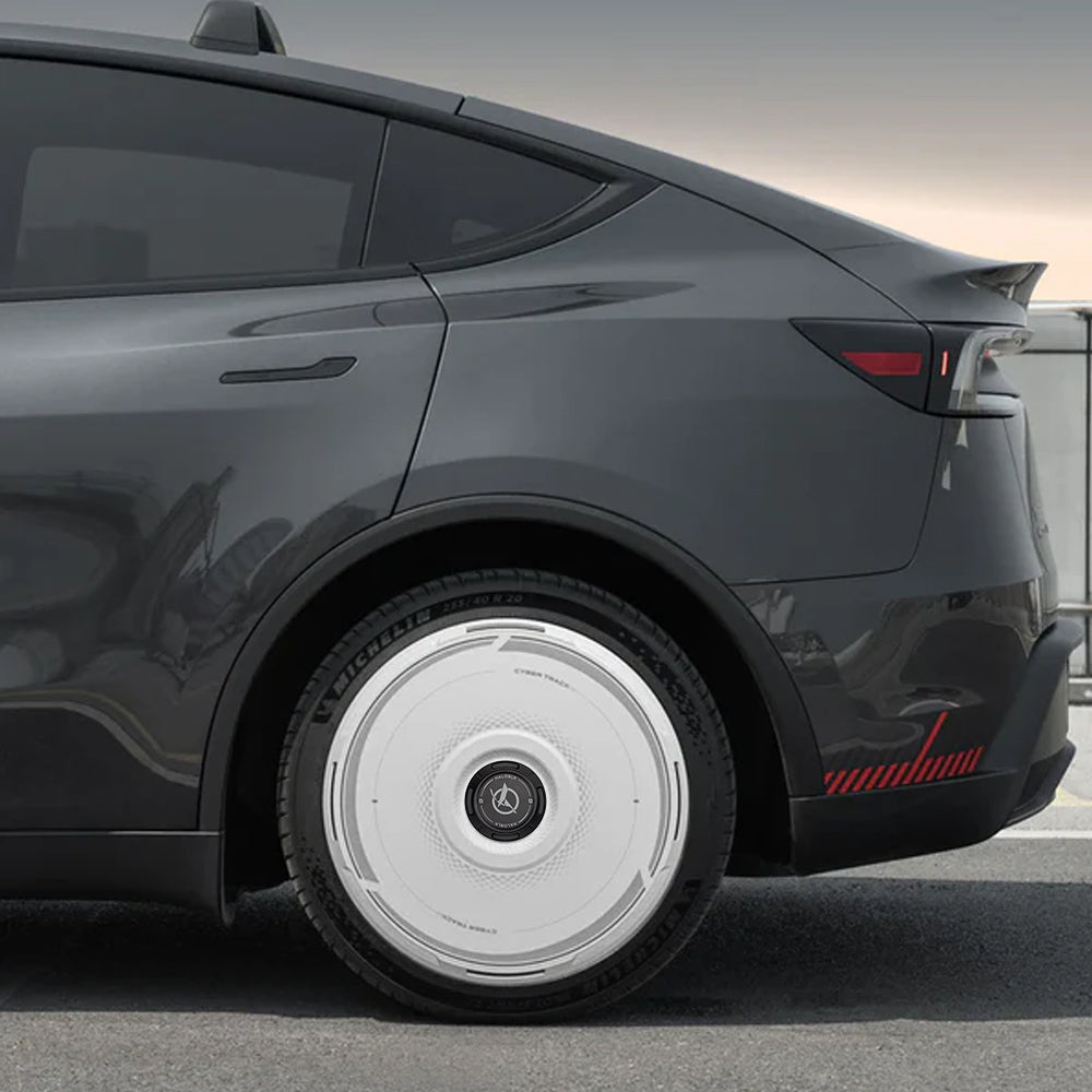 HALODISC 2 Cyber Track (White) | Set of 4 Wheel Covers for Tesla Model Y, Model Y L and Model 3 19" Crossflow Wheel