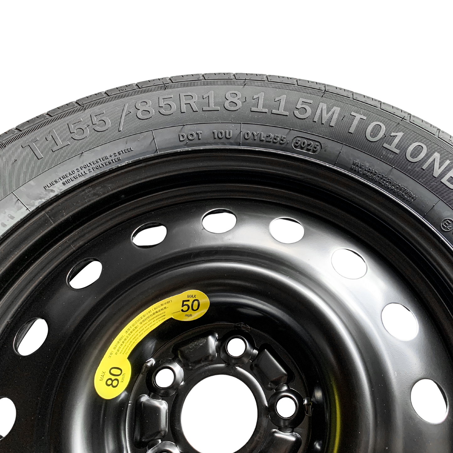 Donut Tire for Tesla Model 3 | Y | YL, 155/85R18 with Heavy Duty Carrying Bag