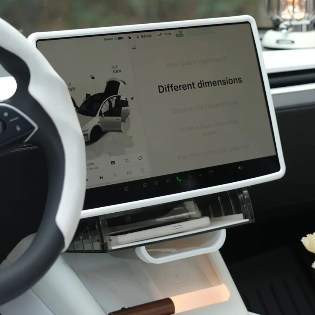 3W TESLA Model Y | Model YL | Model 3 Magnetic Under Screen Stand and Storage (Black/White)