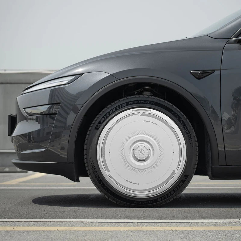 Haloblk HaloDisc 2 Wheel Covers for Tesla Model 3 &  Model Y Juniper 19" Crossflow Wheels - Cyber Track (White)