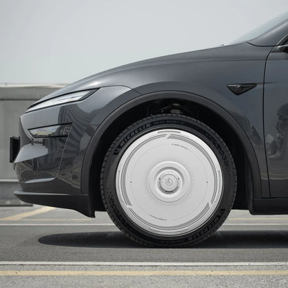 Haloblk HaloDisc 2 Wheel Covers for Tesla Model 3 &  Model Y Juniper 19" Crossflow Wheels - Cyber Track (White)