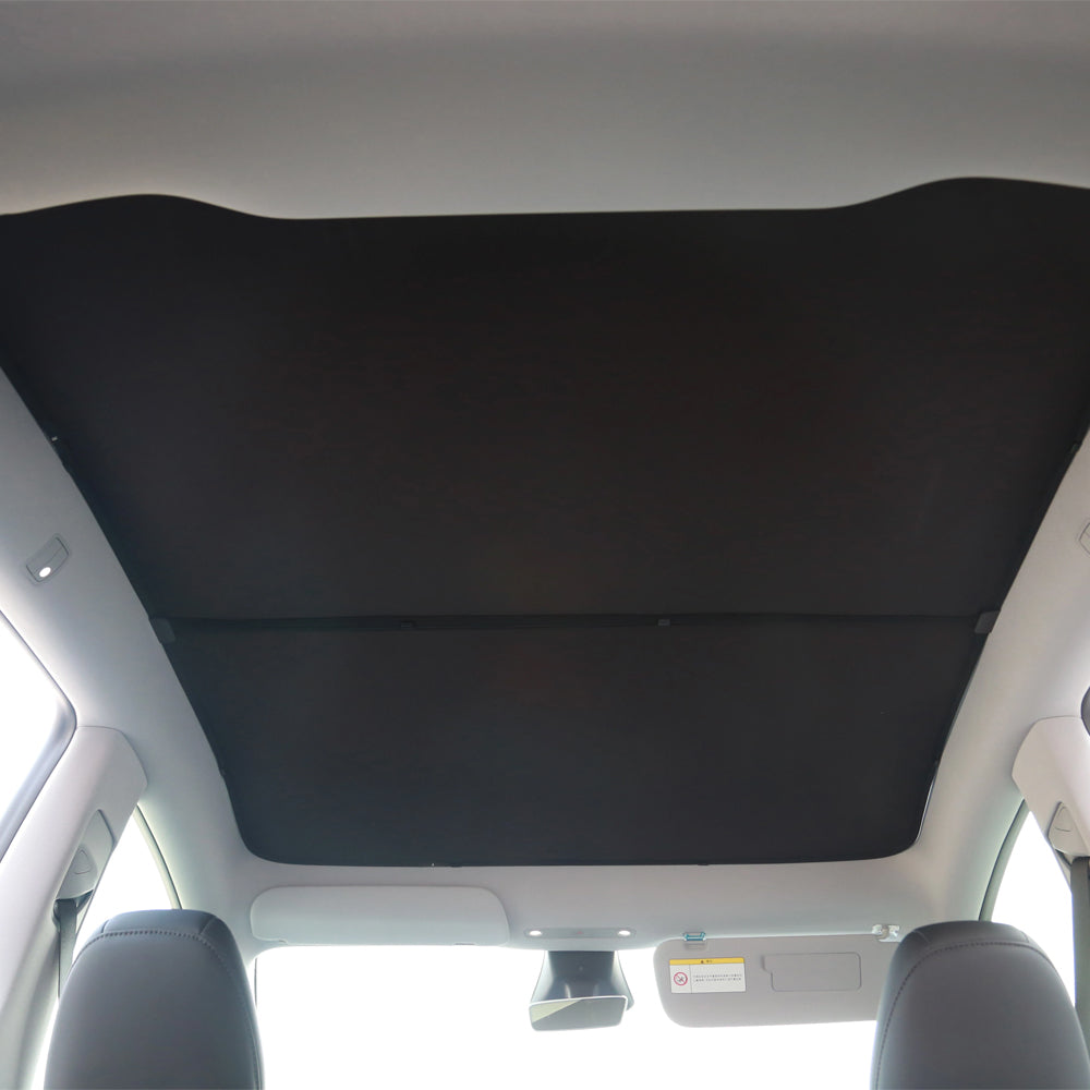 TESLA 2025 Model Y Juniper Foldable Front and Rear Sunroof Sunshade for Glass Roof - Black