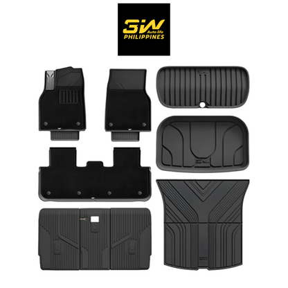 3W TESLA 2025-2026 MODEL Y Juniper All-Weather Double Layer Injected Molded TPE Odorless Cargo Liners Floormats - 1 SET (9 PCS)