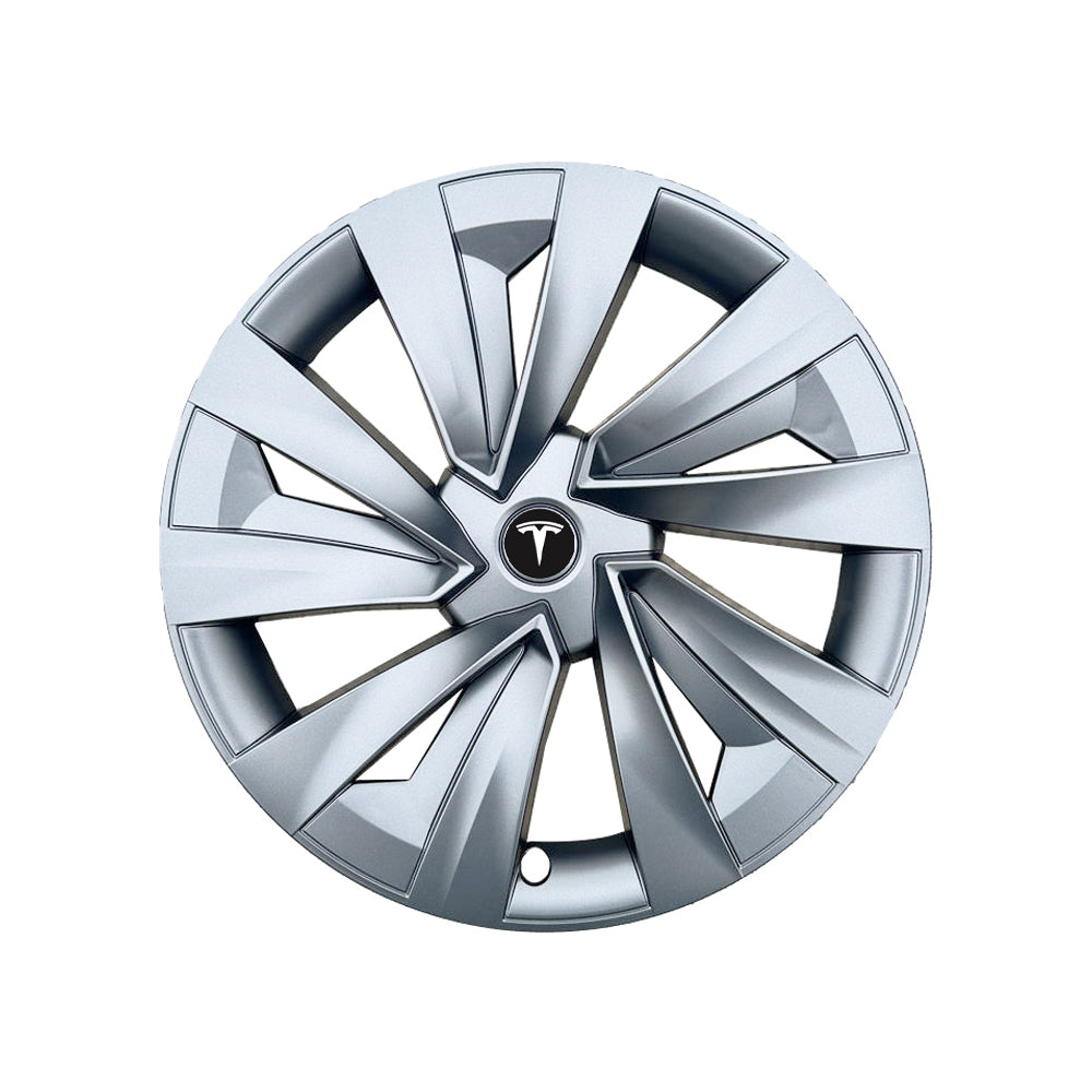 TESLA 2025 Model Y Juniper ABS 19" Wheel Cover Spiral Style Hubcaps 1 Set (4pcs) - Silver