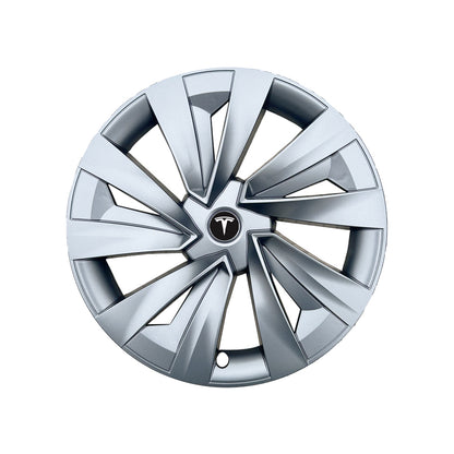 TESLA 2025 Model Y Juniper ABS 19" Wheel Cover Spiral Style Hubcaps 1 Set (4pcs) - Silver