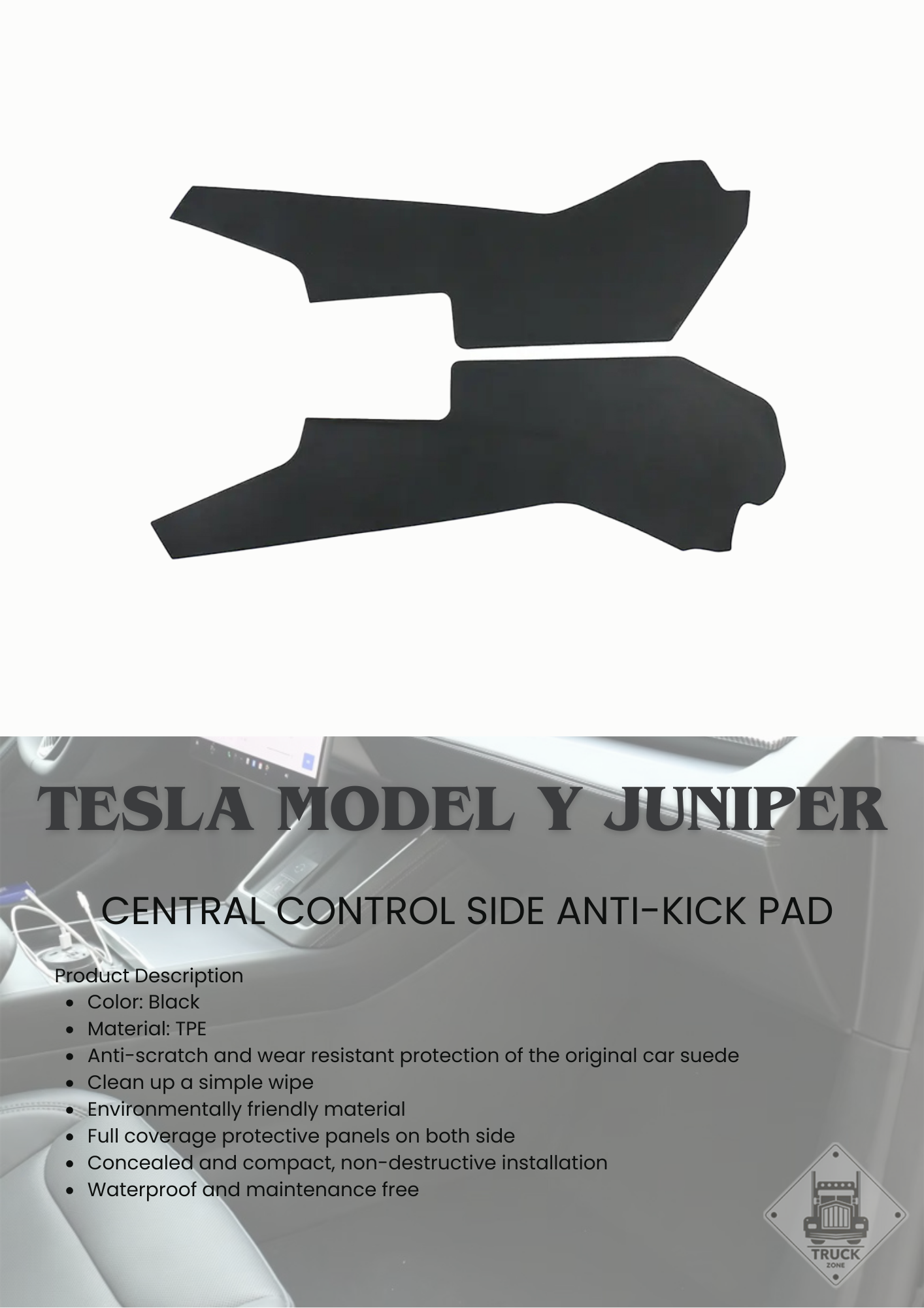 TESLA 2025 Model Y Juniper TPE Interior Upper and Under Guard Board / C-Pillar Guard /Front and Rear Threshold Strip/ Anti-Kick Mat and Scratch Plate / Under Seat Protector / Trunk Sill / Cargo Liners Mats - 9 SETS
