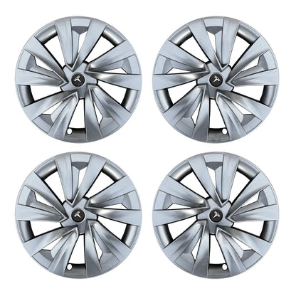 TESLA 2025 Model Y Juniper ABS 19" Wheel Cover Spiral Style Hubcaps 1 Set (4pcs) - Silver