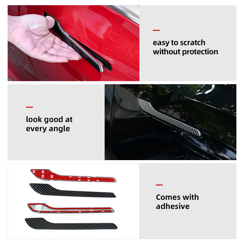TESLA 2025 Model Y Juniper and Model 3 ABS Adhesive Carbon Fiber Door Handle Sticker