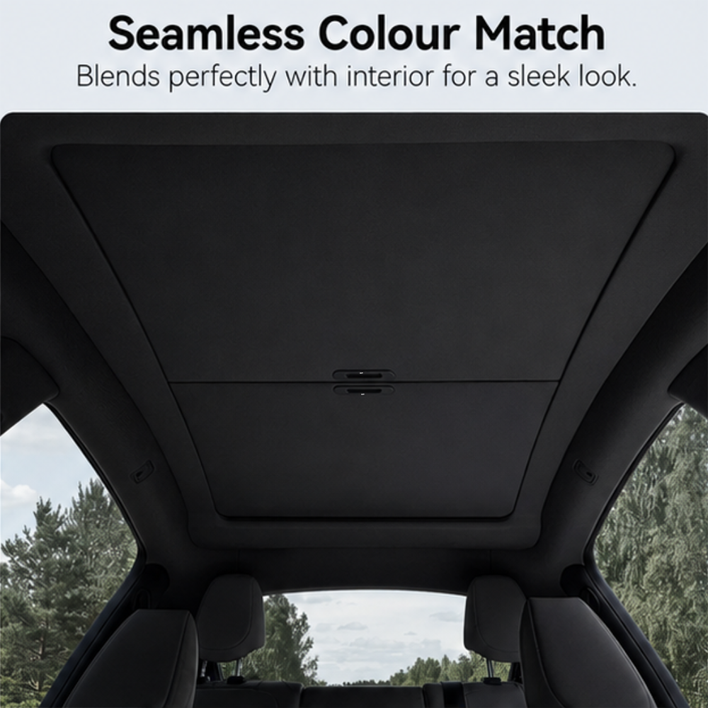 3W TESLA 2026 Model YL Retractable Manual Glass Roof Sunshade - Black