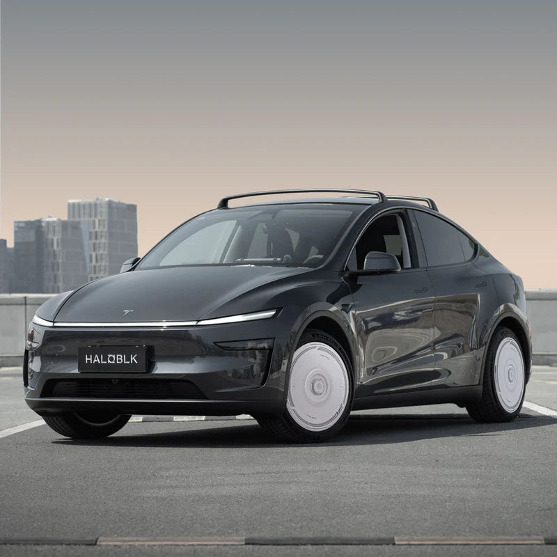 Haloblk HaloDisc 2 Wheel Covers for Tesla Model 3 &  Model Y Juniper 19" Crossflow Wheels - Cyber Track (White)