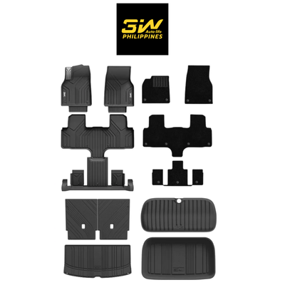 3W TESLA 2026 MODEL YL All-Weather Double Layer Injected Molded TPE Odorless Cargo Liners Floormats - 1 SET (9PCS)