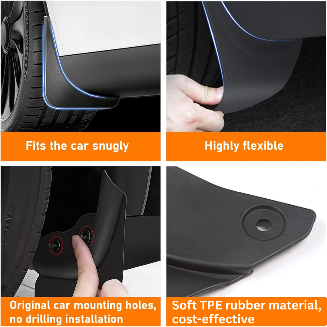 TESLA 2026 Model YL Soft TPE Front and Rear Fender Mud Flaps - 1 SET (4PCS)