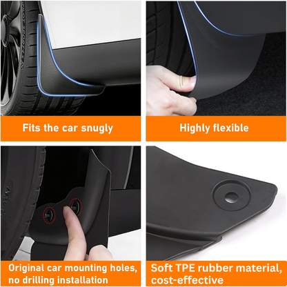 TESLA 2026 Model YL Soft TPE Front and Rear Fender Mud Flaps - 1 SET (4PCS)