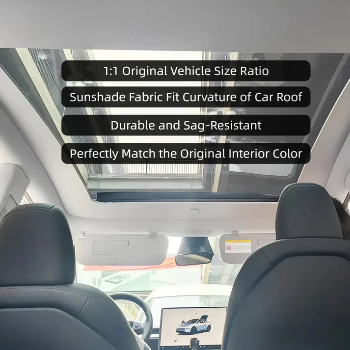 TESLA 2025 Model Y Juniper Push button + Voice Command Electric Retractable Roof Sunshade