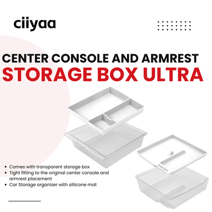 CIIYAA TESLA 2025/2026 Model Y / Model 3 Double Layer Storage Box TPE Center Armrest and Center Console with Sunglasses Holder