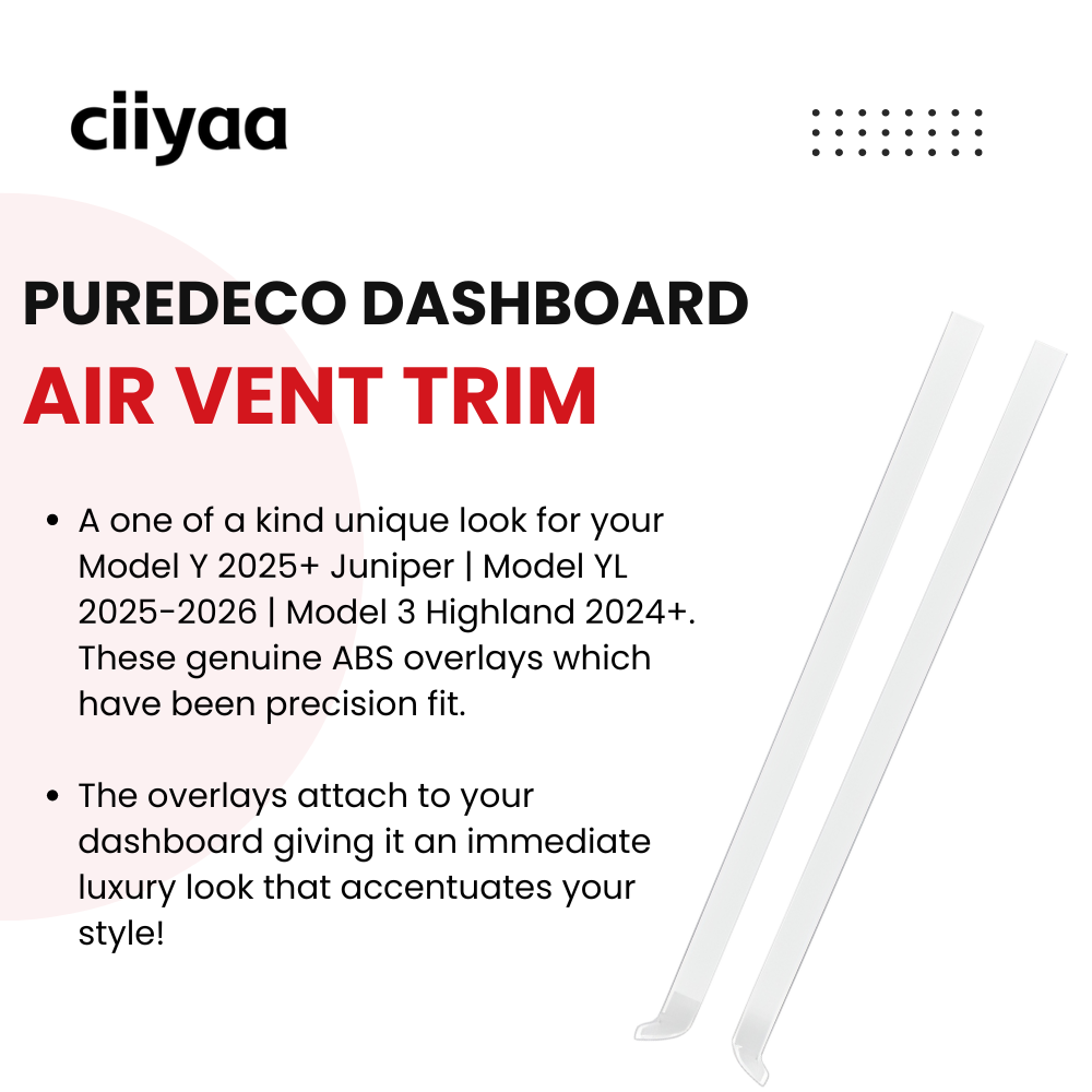CIIYAA TESLA Model Y Juniper | Model 3 Highland | Model YL PureDeco Dashboard Air Vent Trim - 1 SET (2PCS)