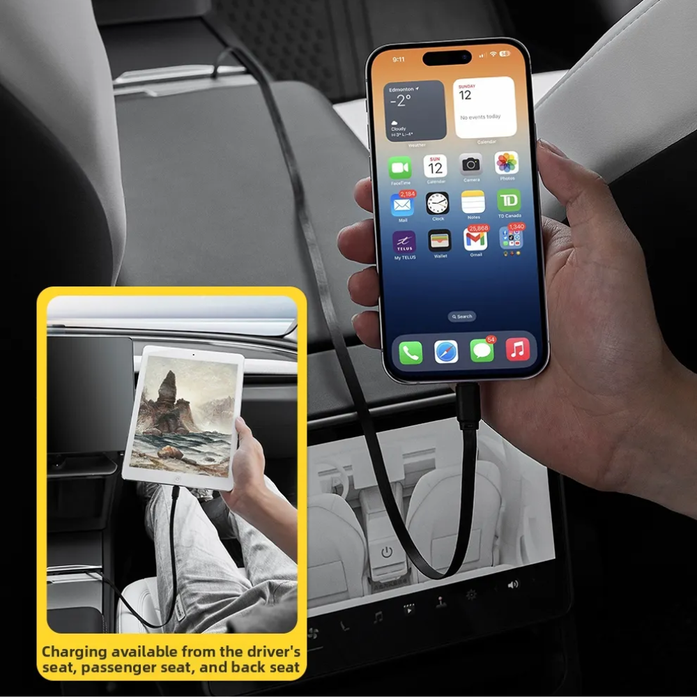 3W TESLA Model Y | Model YL | Model 3 Fast Charging Dual Type-C Port HUB Center Console Docking Station Ultra - 65W