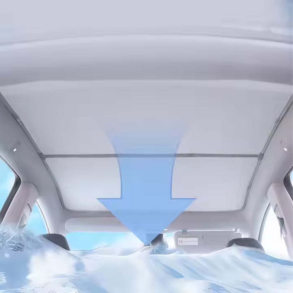 TESLA 2025 Model Y Juniper Foldable Front and Rear Sunroof Sunshade for Glass Roof - Beige