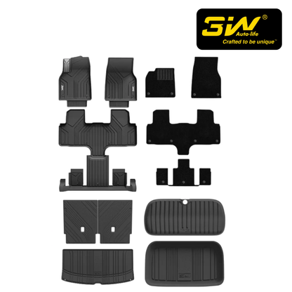 3W TESLA 2026 MODEL YL All-Weather Double Layer Injected Molded TPE Odorless Cargo Liners Floormats - 1 SET (9PCS)