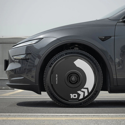 HALODISC 2 Arrow (Black) | Set of 4 Wheel Covers for Tesla  Model 3 & Model Y 19" Crossflow Wheel