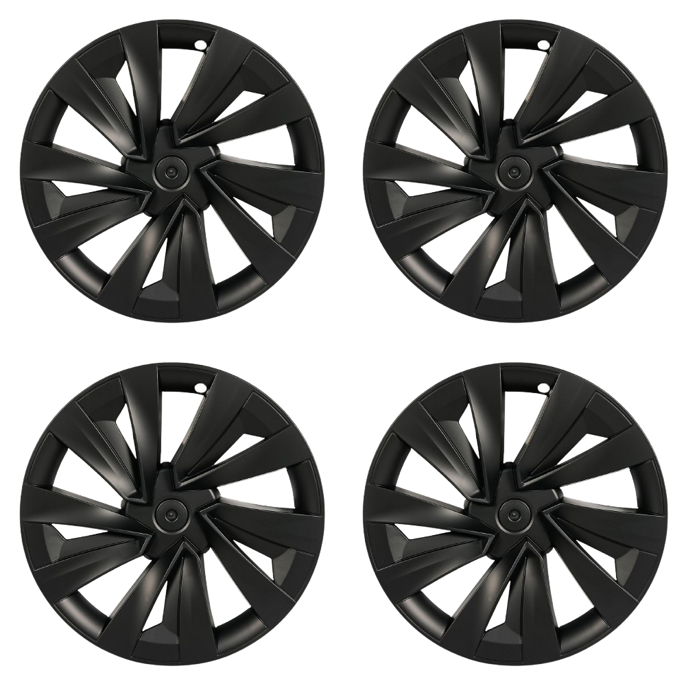 TESLA 2025/2026 Model Y Juniper ABS 19" Wheel Cover Spiral Style Hubcaps 1 Set (4pcs) - Black