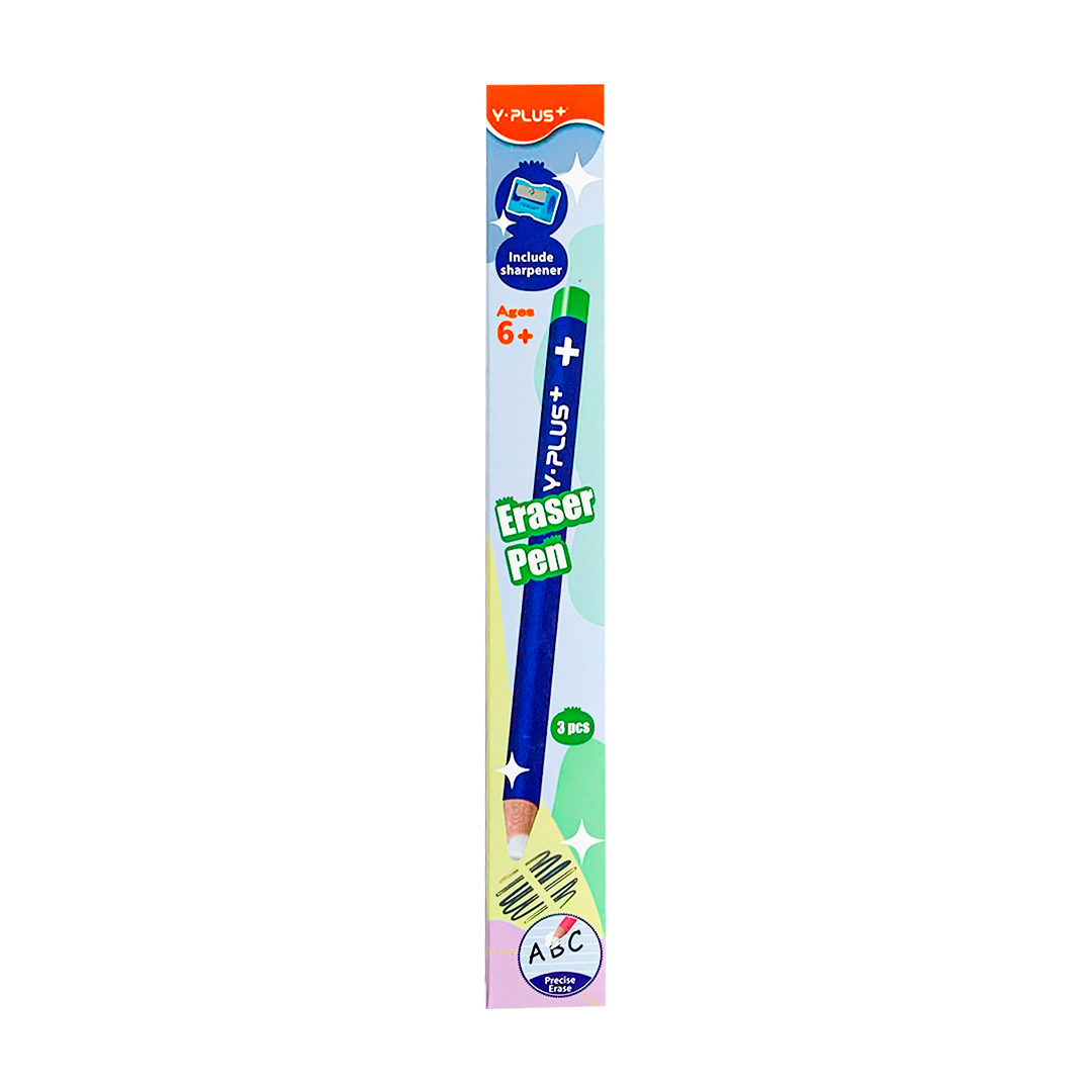 Y-Plus+ 2 Pcs Eraser Pen with 1 Pc Sharpener