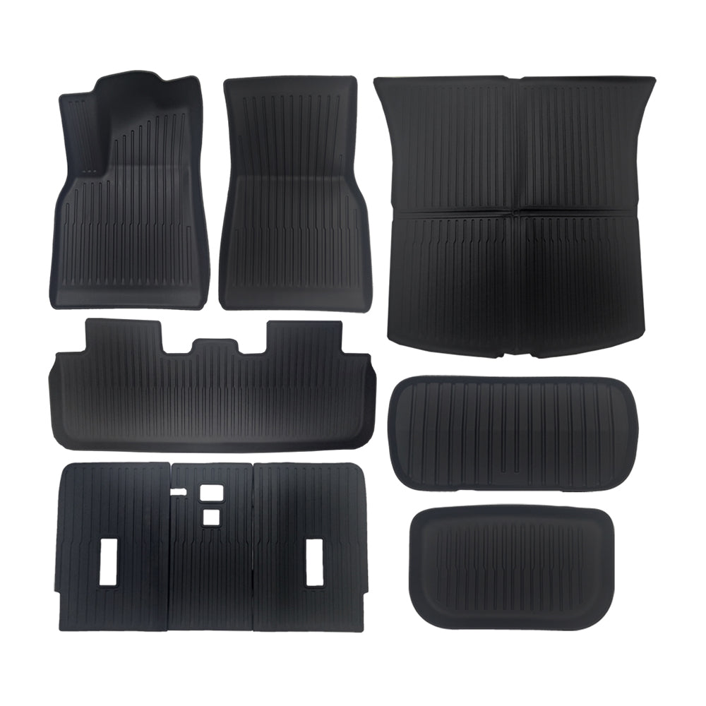 2025 TESLA Model Y Juniper Waterproof TPE Odorless Cargo Liners Floor Mats - 1 SET (9PCS)