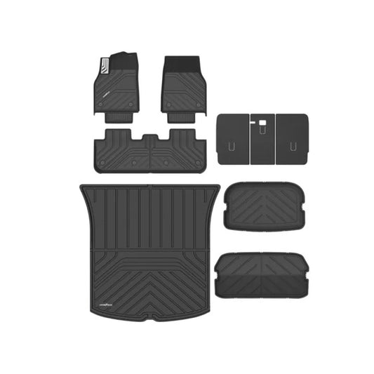 TESLA 2025-2026 MODEL Y Juniper All-Weather Single Layer Injected Molded TPE Odorless Cargo Liners Floor Mats - 1 SET (9PCS)