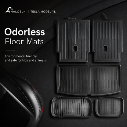 HALOBLK Tesla 2026-2027 Model YL Waterproof TPE Odorless Cargo Liners Trunk Mats - 1 SET (5PCS)