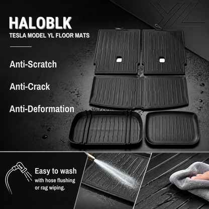HALOBLK Tesla 2026-2027 Model YL Waterproof TPE Odorless Cargo Liners Trunk Mats - 1 SET (5PCS)